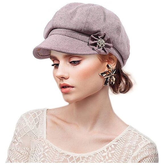 Women Retro Classic Visor Newsboy Cabbie Cap 6purple - Picture 1 of 6